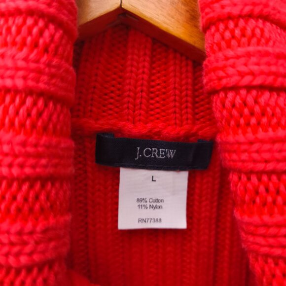 y2k J Crew 100% Cotton Chunky Ribbed Knit Turtleneck Sweater sz M Orange - Picture 5 of 9